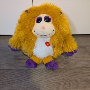 Ty Rufus Plush Monkey in Yellow with Purple Accents